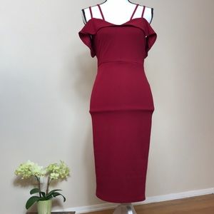 Burgundy dress with slit in the back